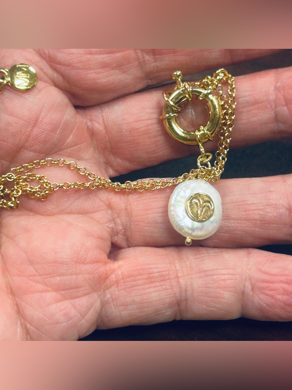 Virgo mother of pearl pendant necklace NEW in Pouch by MAYAMAR